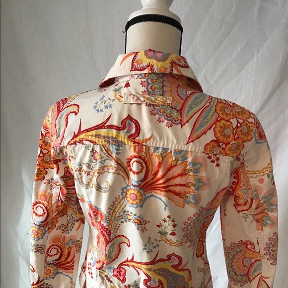 Tommy Hilfiger Bright Paisley White Denim Jacket Sz PM - Picture 4 of 8